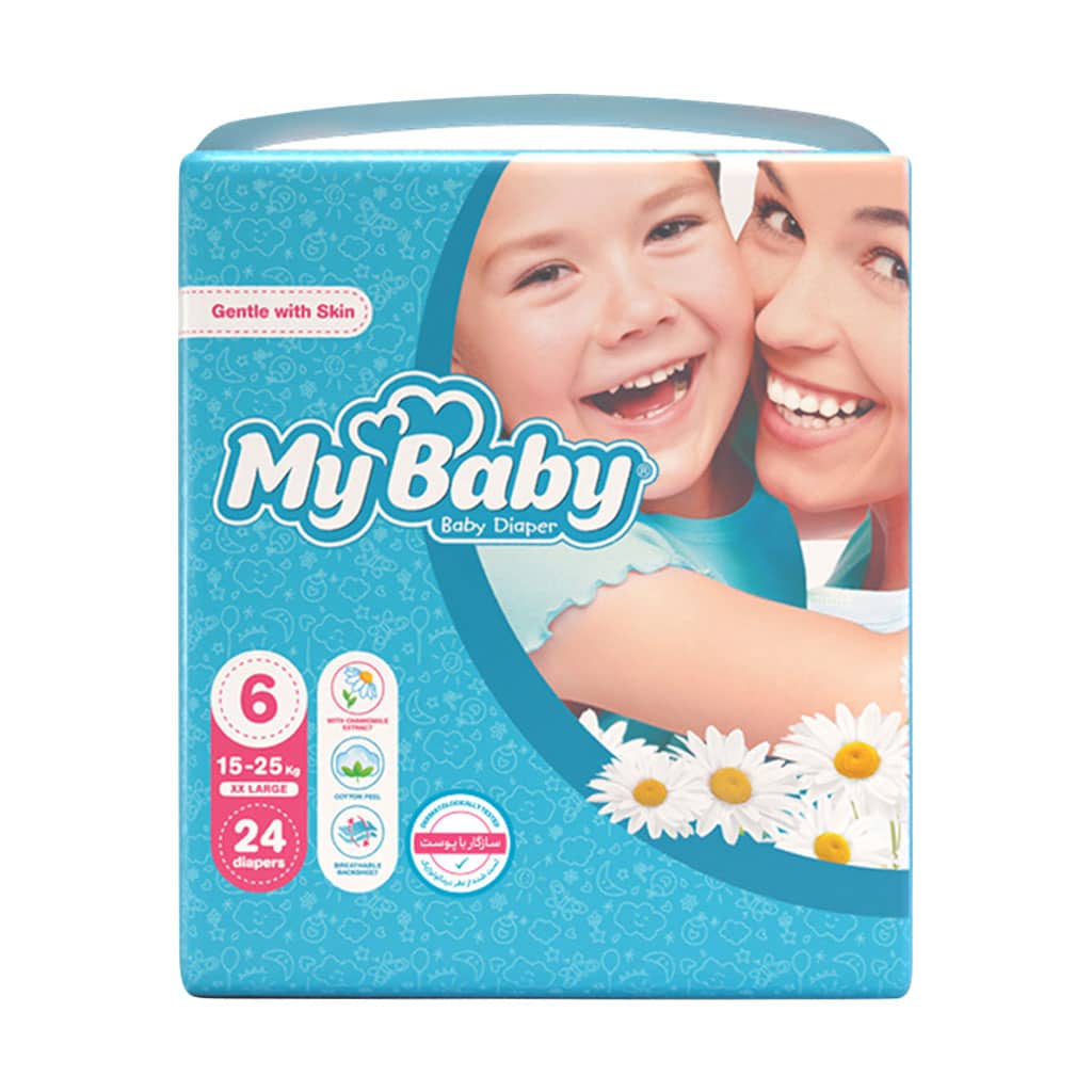 پوشک بچه مای بیبی سایز 6 بسته 24 عددی