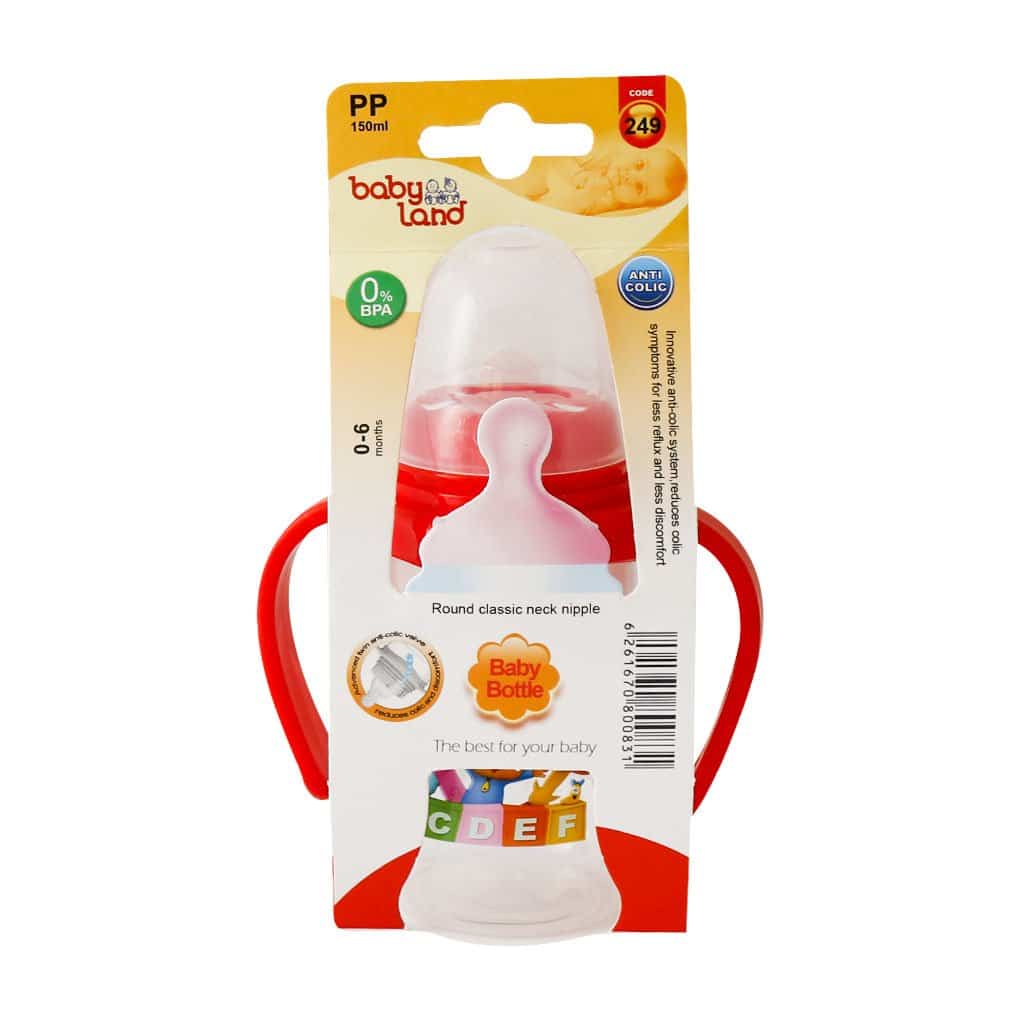 شیشه شیر دسته دار آنتی کولیک بیبی لند کد 249