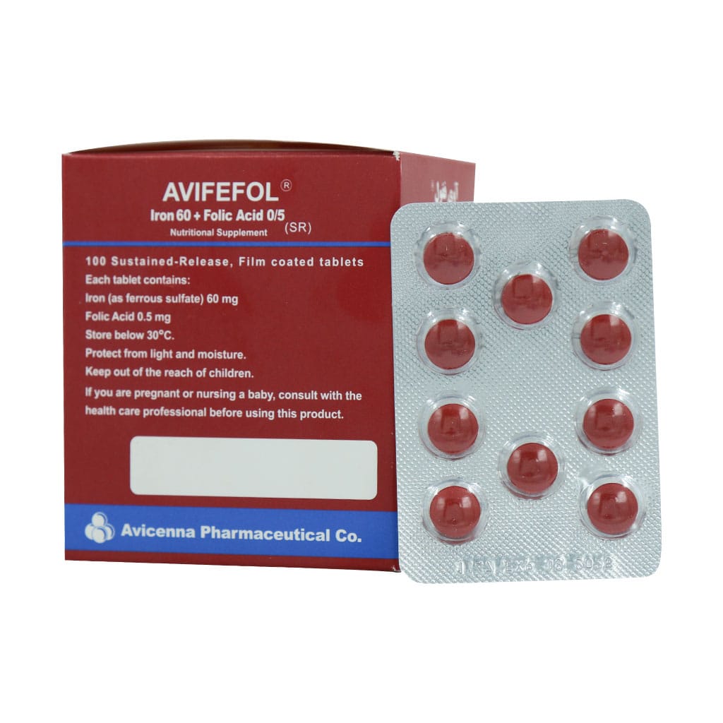 قرص آهن 60 و فولیک اسید 0.5 آوه سینا 100 عدد